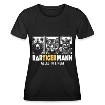 Bärtigermann Bär Tiger Mann Geschenk Bart - Frauen Funktions-T-Shirt - Schwarz - Vorne - AI Model Female 172 light (172cm)
