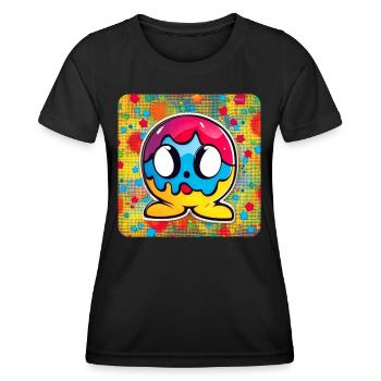Psychedelic Motif Smiley - Women's Functional T-Shirt - black - Front - AI Model Female 172 light (172cm)