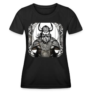 Stolzer Wikinger Krieger Germane - Frauen Funktions-T-Shirt - Schwarz - Vorne - AI Model Female 172 light (172cm)