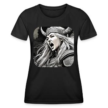 Stolze Wikingerin Germanin Schildmaid - Frauen Funktions-T-Shirt - Schwarz - Vorne - AI Model Female 172 light (172cm)