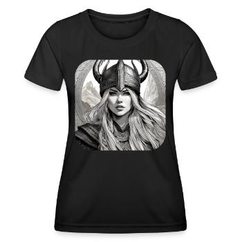 Stolze Wikingerin Germanin Schildmaid - Frauen Funktions-T-Shirt - Schwarz - Vorne - AI Model Female 172 light (172cm)