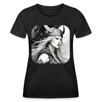 Proud Viking Germanin Shieldmaiden - Women's Functional T-Shirt - black - Front - AI Model Female 172 light (172cm)