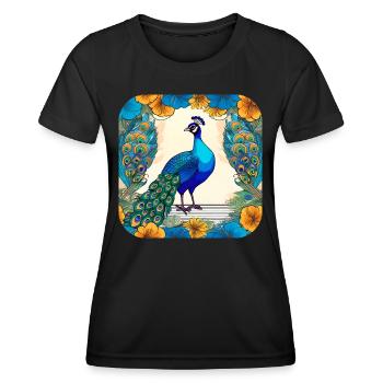 Eleganter Pfau - Frauen Funktions-T-Shirt - Schwarz - Vorne - AI Model Female 172 light (172cm)