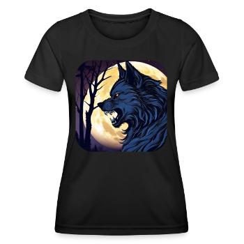 Horror werewolf with full moon - Women's Functional T-Shirt - black - Front - AI Model Female 172 light (172cm)