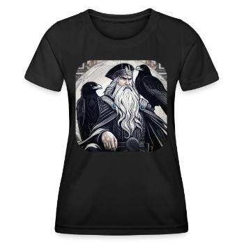 Wikinger Odin mit Raben II - Frauen Funktions-T-Shirt - Schwarz - Vorne - AI Model Female 172 light (172cm)