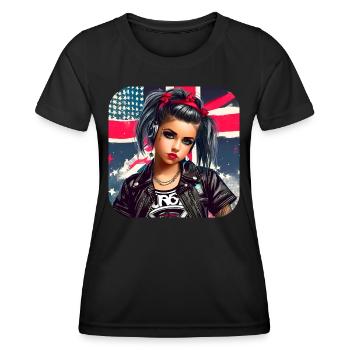 Cooles Punkgirl - Frauen Funktions-T-Shirt - Schwarz - Vorne - AI Model Female 172 light (172cm)