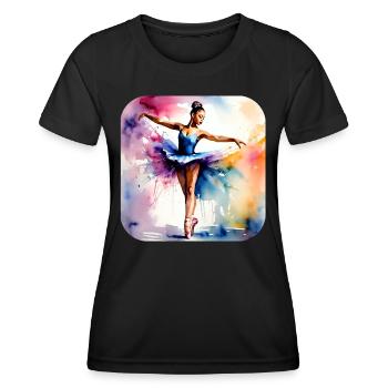 Prima Ballerina mit bunten Farben - Frauen Funktions-T-Shirt - Schwarz - Vorne - AI Model Female 172 light (172cm)
