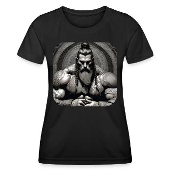 Stolzer Wikinger Krieger Germane - Frauen Funktions-T-Shirt - Schwarz - Vorne - AI Model Female 172 light (172cm)