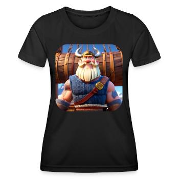 Niedliches Wikinger im Comic Style - Frauen Funktions-T-Shirt - Schwarz - Vorne - AI Model Female 172 light (172cm)