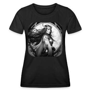 Stolze Wikingerin Germanin Schildmaid - Frauen Funktions-T-Shirt - Schwarz - Vorne - AI Model Female 172 light (172cm)