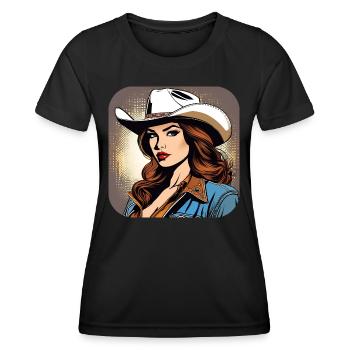 Fille de l’Ouest cool - T-shirt sport Femme - noir - Devant - AI Model Female 172 light (172cm)