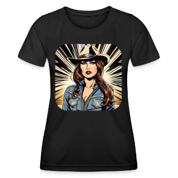 Fille de l’Ouest cool - T-shirt sport Femme - noir - Devant - AI Model Female 172 light (172cm)