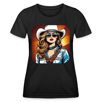 Fille de l’Ouest cool - T-shirt sport Femme - noir - Devant - AI Model Female 172 light (172cm)