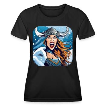 Stolze Wikingerin Germanin Schildmaid - Frauen Funktions-T-Shirt - Schwarz - Vorne - AI Model Female 172 light (172cm)