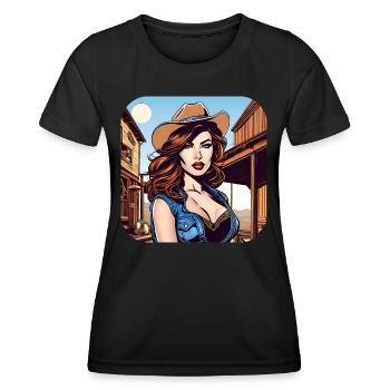 Fille de l’Ouest cool - T-shirt sport Femme - noir - Devant - AI Model Female 172 light (172cm)