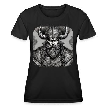 Stolzer Wikinger Krieger Germane - Frauen Funktions-T-Shirt - Schwarz - Vorne - AI Model Female 172 light (172cm)