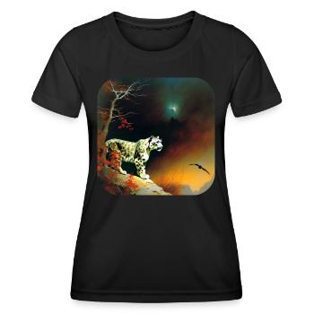 Mystical Motif Mysterious Snow Leopard - Women's Functional T-Shirt - black - Front - AI Model Female 172 light (172cm)