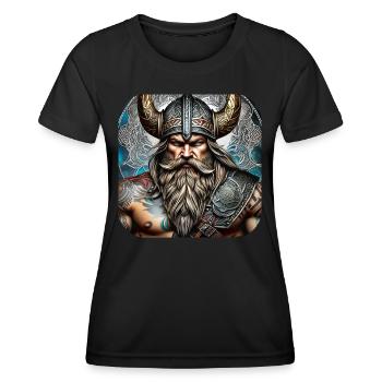 Stolzer Wikinger Krieger Germane - Frauen Funktions-T-Shirt - Schwarz - Vorne - AI Model Female 172 light (172cm)