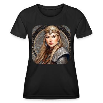 Stolze Wikingerin Germanin Schildmaid - Frauen Funktions-T-Shirt - Schwarz - Vorne - AI Model Female 172 light (172cm)