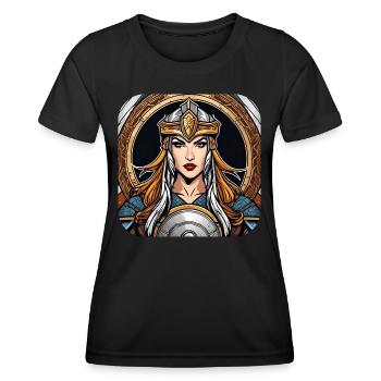 Stolze Wikingerin Germanin Schildmaid - Frauen Funktions-T-Shirt - Schwarz - Vorne - AI Model Female 172 light (172cm)