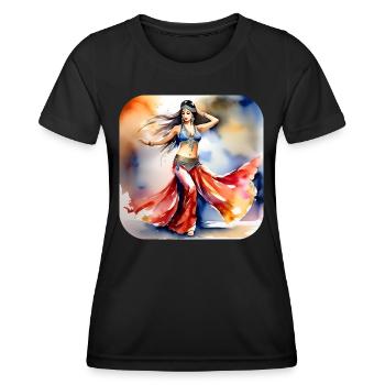 Mystische orientalische Bauchtänzerin - Frauen Funktions-T-Shirt - Schwarz - Vorne - AI Model Female 172 light (172cm)