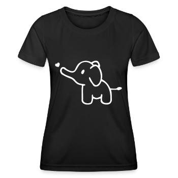 ÉLÉPHANT ANIMAL PACHYDERME TROMPE ZOO BÉBÉ AMOUR COEUR - T-shirt sport Femme - noir - Devant - AI Model Female 172 light (172cm)