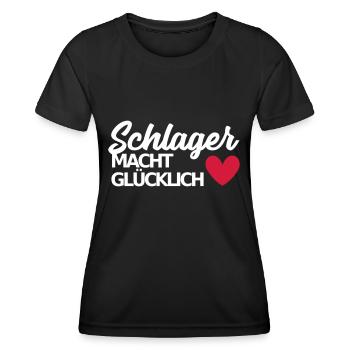 Schlager macht glücklich deutscher Schlager Spruch - Frauen Funktions-T-Shirt - Schwarz - Vorne - AI Model Female 172 light (172cm)