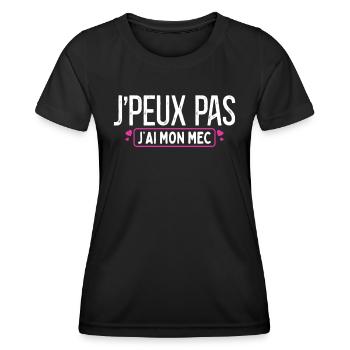 Femme Humour Couple Je Peux Pas J'ai Mon Mec - T-shirt sport Femme - noir - Devant - AI Model Female 172 light (172cm)