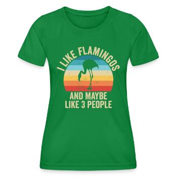 Ich liebe Flamingos Rose Geschenk Humor Tiere - Frauen Funktions-T-Shirt - Kelly Green - Vorne - AI Model Female 172 dark (172cm)