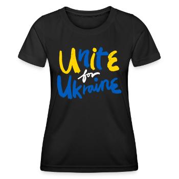 Stand with Ukraine Peace No War - Women's Functional T-Shirt - black - Front - AI Model Female 172 light (172cm)