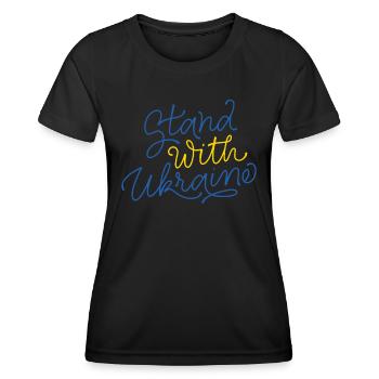 Soutenez l’Ukraine, la paix et non la guerre - T-shirt sport Femme - noir - Devant - AI Model Female 172 light (172cm)