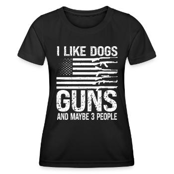 Ich liebe Hunde und Waffen - Frauen Funktions-T-Shirt - Schwarz - Vorne - AI Model Female 172 light (172cm)