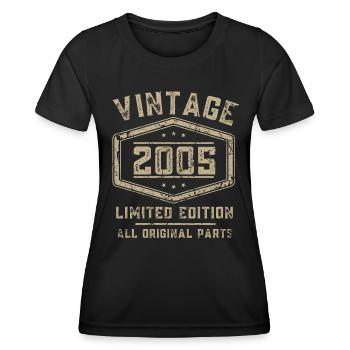 18 ans millésime 2005 rétro 18ème anniversaire - T-shirt sport Femme - noir - Devant - AI Model Female 172 light (172cm)