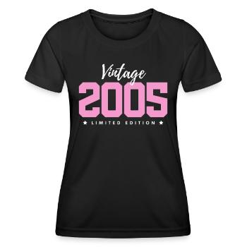 18 ans millésime 2005 rétro 18ème anniversaire - T-shirt sport Femme - noir - Devant - AI Model Female 172 light (172cm)