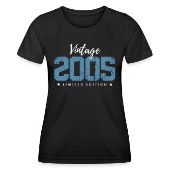 18 ans millésime 2005 rétro 18ème anniversaire - T-shirt sport Femme - noir - Devant - AI Model Female 172 light (172cm)