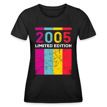 18 ans millésime 2005 rétro 18ème anniversaire - T-shirt sport Femme - noir - Devant - AI Model Female 172 light (172cm)