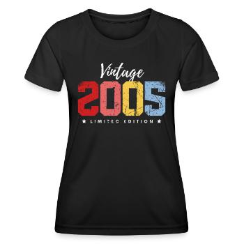 18 ans millésime 2005 rétro 18ème anniversaire - T-shirt sport Femme - noir - Devant - AI Model Female 172 light (172cm)