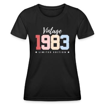 40 ans né en 1983 rétro 40e anniversaire - T-shirt sport Femme - noir - Devant - AI Model Female 172 light (172cm)