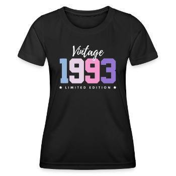 30 ans né en 1993 rétro 30e anniversaire - T-shirt sport Femme - noir - Devant - AI Model Female 172 light (172cm)