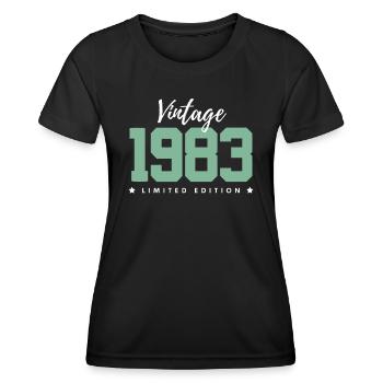 40 ans né en 1983 rétro 40e anniversaire - T-shirt sport Femme - noir - Devant - AI Model Female 172 light (172cm)