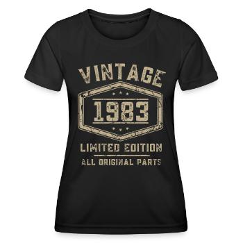 40 ans né en 1983 rétro 40e anniversaire - T-shirt sport Femme - noir - Devant - AI Model Female 172 light (172cm)