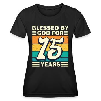 15 Birthday Gift Years Funny Saying - Women's Functional T-Shirt - black - Front - AI Model Female 172 light (172cm)