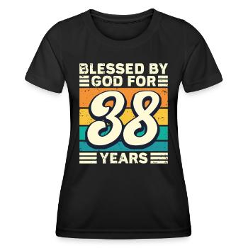 38 Birthday Gift Years Funny Saying - Women's Functional T-Shirt - black - Front - AI Model Female 172 light (172cm)