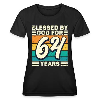 64 Birthday Gift Years Funny Saying - Women's Functional T-Shirt - black - Front - AI Model Female 172 light (172cm)