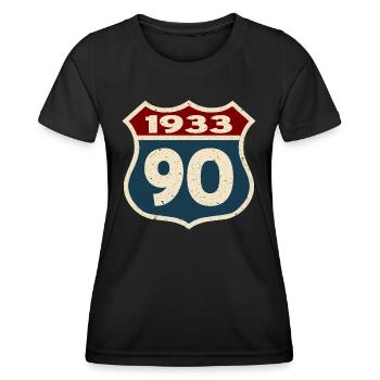90 Jahre alt - Geburtstag 1933 - 1933 geboren - Frauen Funktions-T-Shirt - Schwarz - Vorne - AI Model Female 172 light (172cm)