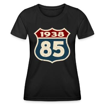 85 years old - birthday 1938 - born in 1938 - Women's Functional T-Shirt - black - Front - AI Model Female 172 light (172cm)