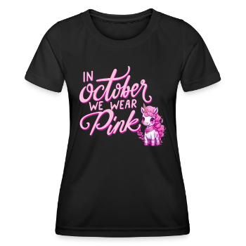 Cancer Du Sein Octobre Rose Ruban Licorne - T-shirt sport Femme - noir - Devant - AI Model Female 172 light (172cm)