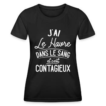 Le Havre Dans Le Sang Cadeau Havrais - T-shirt sport Femme - noir - Devant - AI Model Female 172 light (172cm)