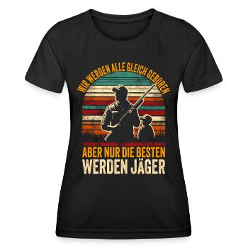 Jagen Jagd Jäger Geschenk Lustig Sprüche - Frauen Funktions-T-Shirt - Schwarz - Vorne - AI Model Female 172 light (172cm)
