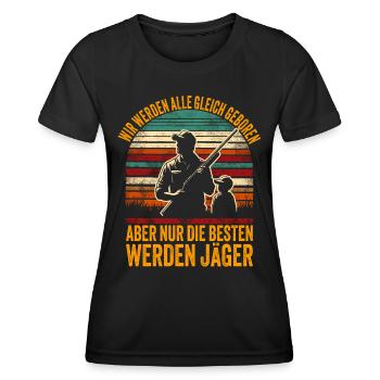 Jagen Jagd Jäger Geschenk Lustig Sprüche - Frauen Funktions-T-Shirt - Schwarz - Vorne - AI Model Female 172 light (172cm)